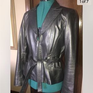 Cache genuine metallic leather jacket Size 8
